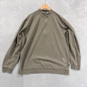 Woolrich Sweater Men's XL Green Pullover Winter Fall 1/4‎ Zip 100% Cotton